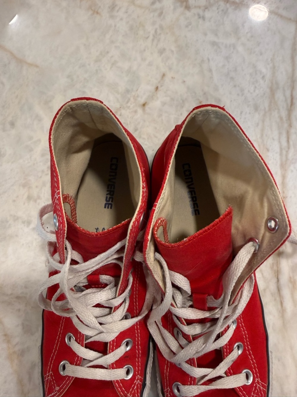 Men’s Red High-Top Converse Sneakers - Picture 3 of 8